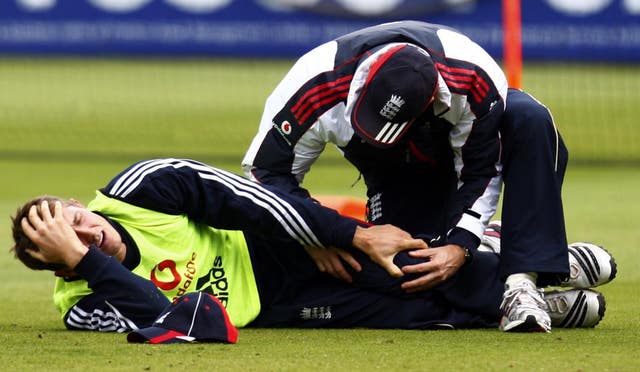 A tackle from Owais Shah left Denly needing treatment in a footballing warm-up