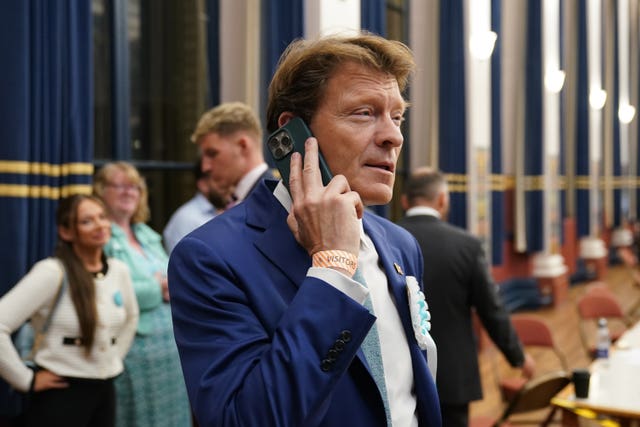Reform UK deputy leader Richard Tice during the count at Grimsby Town Hall, Lincolnshire, for the Greater Lincolnshire Mayor election