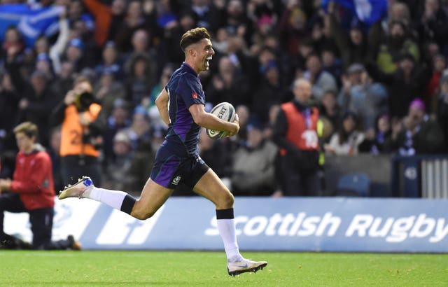 Adam Hastings scored his first Scotland's try against Fiji earlier this month