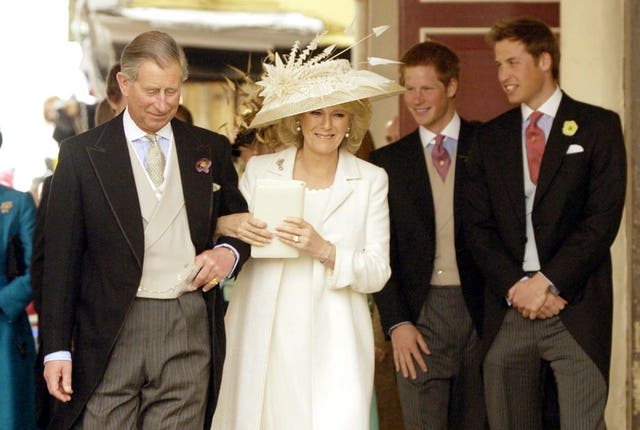 Charles and Camilla with Prince Harry and Prince William after their civil ceremony (Phil Wilkinson/TSPL/PA)