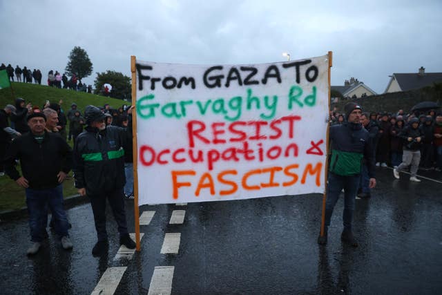 Protesters block the Garvaghy Road