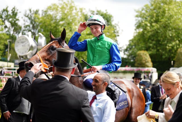 Rashabar returns to the winner's enclosure at Royal Ascot