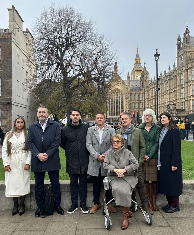 Chinook Justice Campaign representatives and family members before a ministerial meeting at Parliament