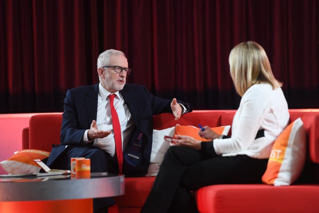 Labour leader Jeremy Corbyn speaking to Louise Minchin on BBC Breakfast