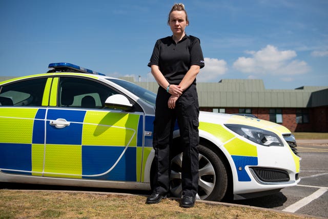 New police recruit Verity Steele outside Staffordshire Police HQ