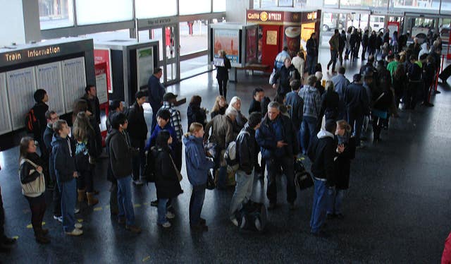 Queues at railway station