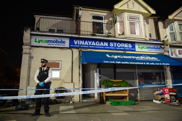 The scene in Aldborough Road North, Ilford, east London