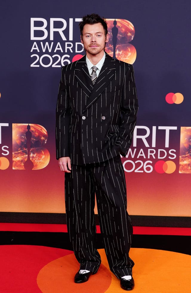 Harry Styles attending the Brit Awards 2026 at Co-op Live in Manchester