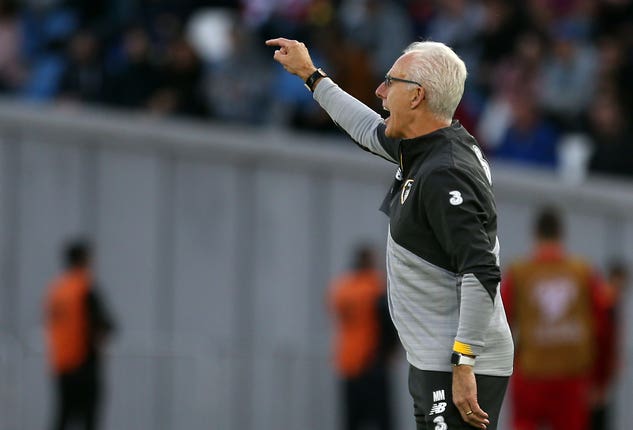 Republic of Ireland boss Mick McCarthy watches on