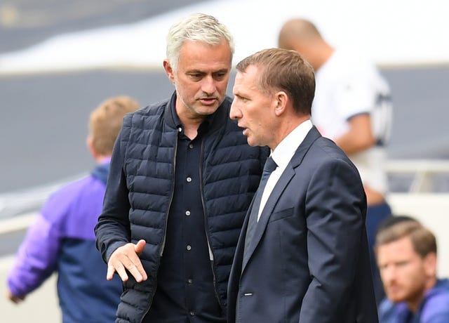 Brendan Rodgers, right, could replace his friend Jose Mourinho at Spurs