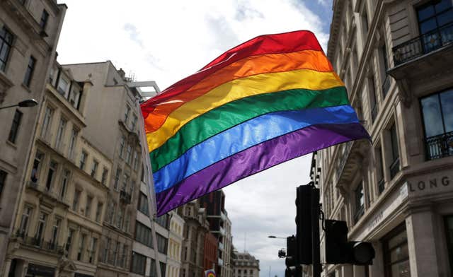 A rainbow flag in London (Daniel Leal-Olivas/PA)