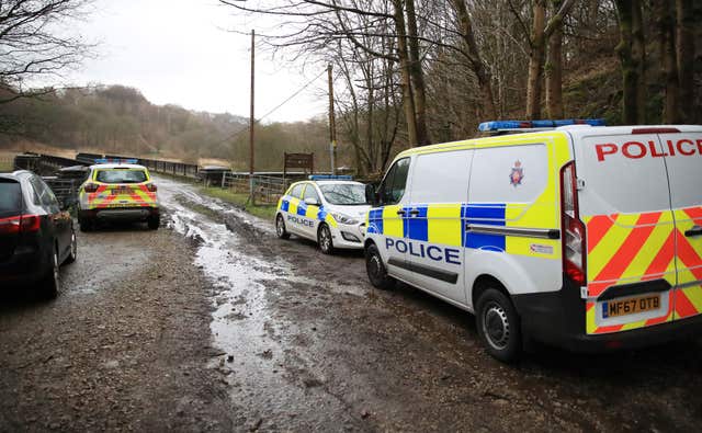 Police at the scene in George Street in Heywood, Greater Manchester (Peter Byrne/PA)