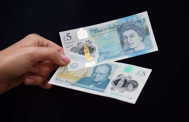 The new polymer £5 note featuring Sir Winston Churchill (PA)