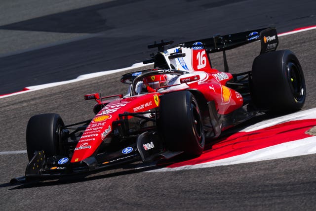 Charles Leclerc drives for Ferrari in Bahrain