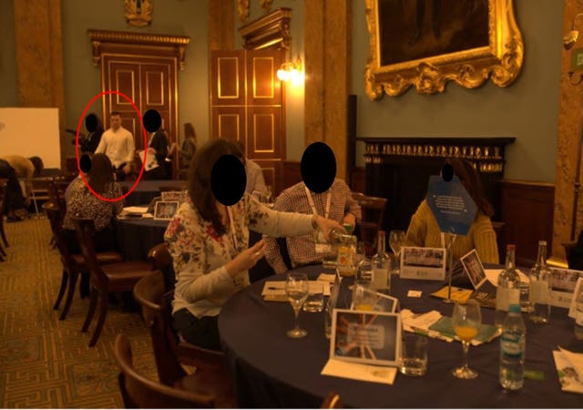 Met Police handout photo, which was shown in court, of Jack Merritt in the main event room at a prisoner rehabilitation event near London Bridge