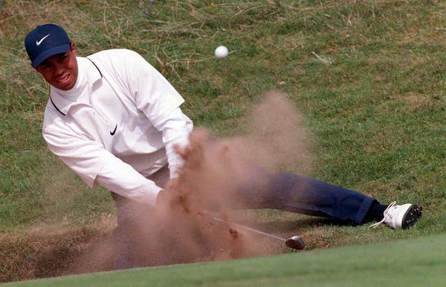 American Tiger Woods in a bunker during today's at the 126th Open Championship in 1997 