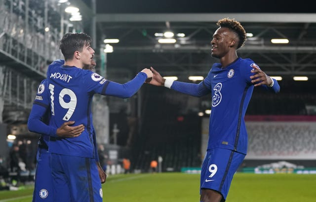 Mason Mount celebrated with Callum Hudson-Odoi and Tammy Abraham after scoring Chelsea's winner against Fulham.