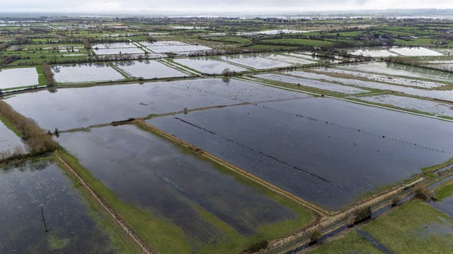 Flooded fields near Burrowbridge in Somerset