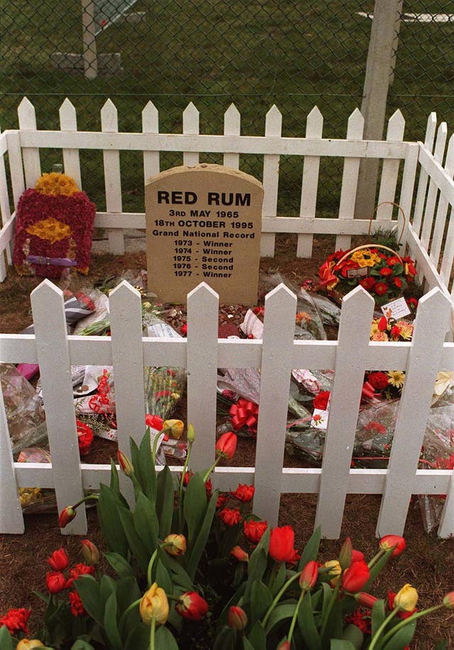 Red Rum's grave at Aintree 