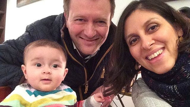 Jailed British mother Nazanin Zaghari-Ratcliffe with her husband Richard Ratcliffe and their daughter Gabriella (Family Handout/PA)