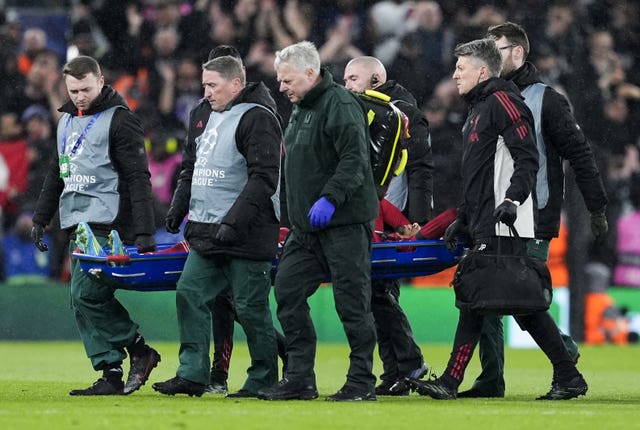 Hugo Ekitike was carried off on a stretcher