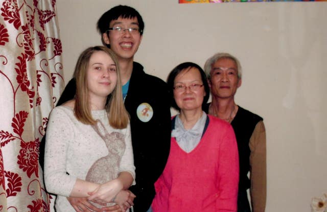 Hang Yin Leung and her husband Chun Yau Leung with their son Keith and daughter-in-law Veronica (Channel 4/PA) 