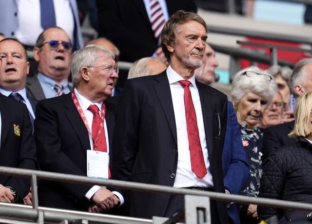 Sir Alex Ferguson alongside Manchester United co-owner Sir Jim Ratcliffe