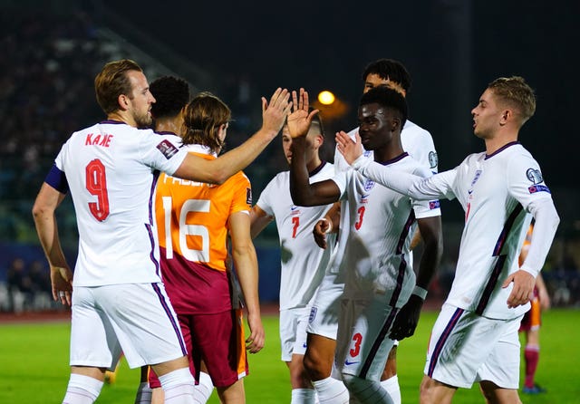 England captain Harry Kane, left, addressed the issues with Qatar on Wednesday