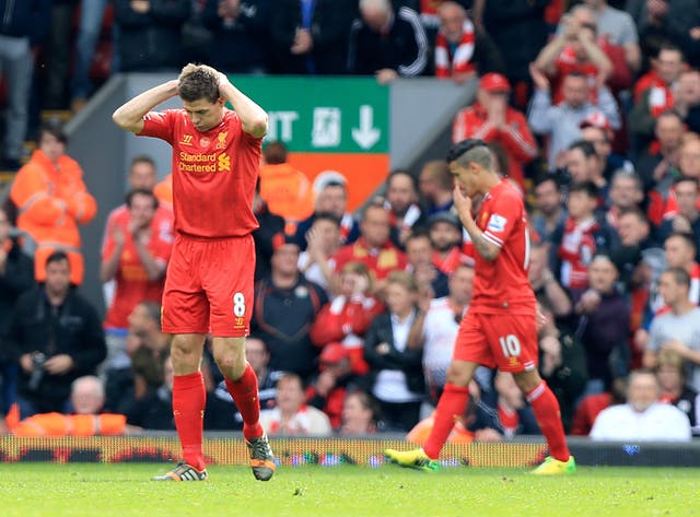 Liverpool saw their title hopes suffer a massive blow when they were beaten 2-0 at home by Chelsea in 2014