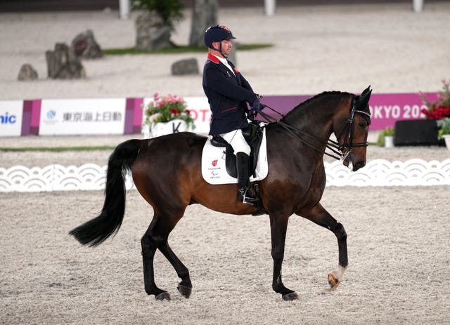Great Britain's Lee Pearson won three golds on homebred horse Breezer