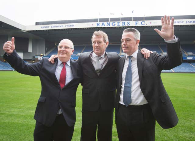 Dave King (centre), seixed control of Rangers along with allies John Gilligan and Paul Murray back in 2015