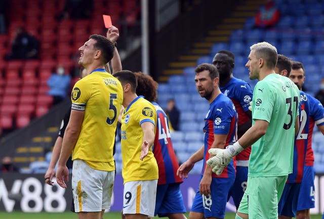 Lewis Dunk saw red late on