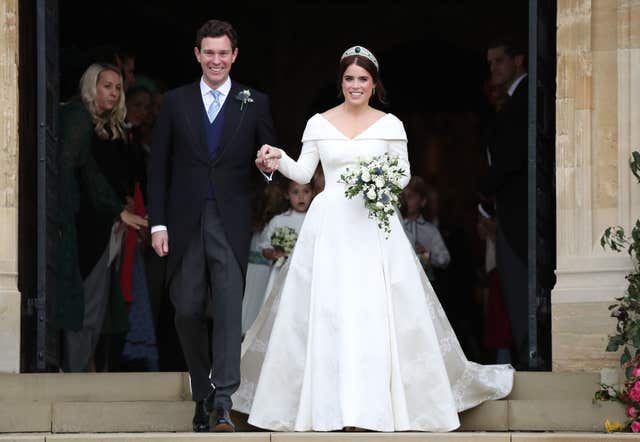 Princess Eugenie and Jack Brooksbank on the steps of St George’s Chapel 