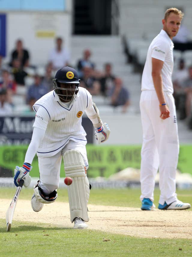Angelo Mathews (Left) will be glad to see the back of Stuart Broad (right).