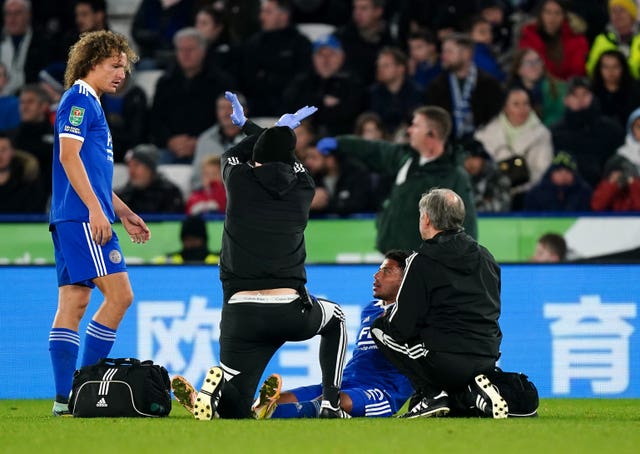 Leicester City's James Justin stretchered off