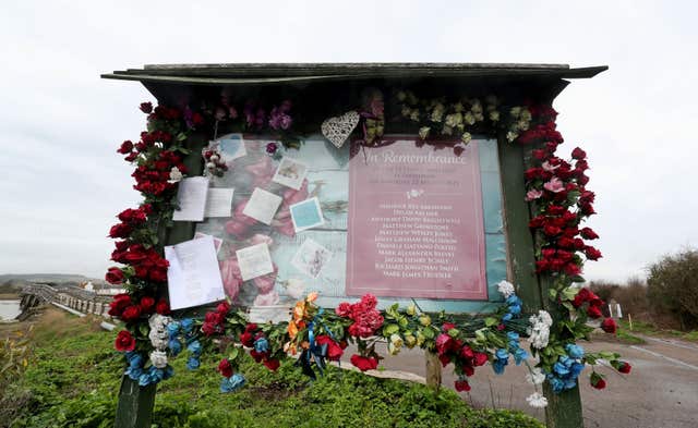 A memorial board near Shoreham Airport (Gareth Fuller/PA)