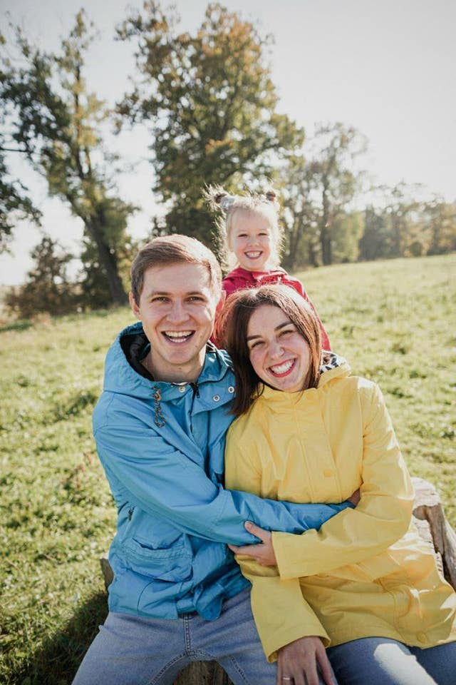 Rostyk Chaikivskyi, his wife Anastasiia and daughter Melanie