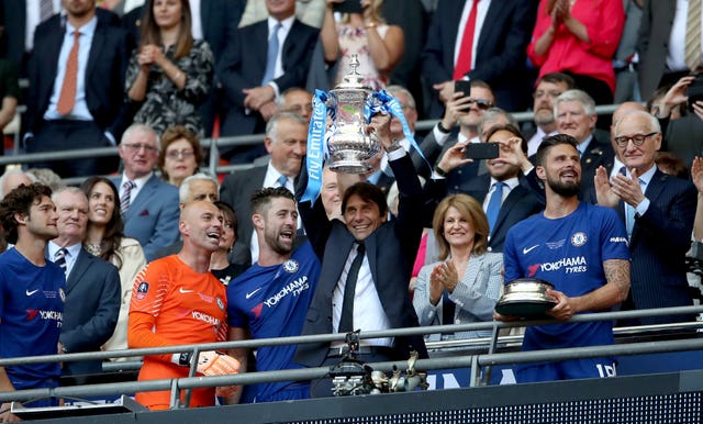 Antonio Conte lifted the FA Cup while at Chelsea