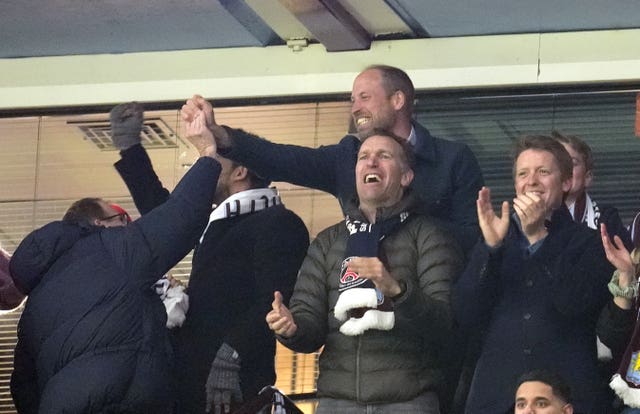 William celebrates during an Aston Villa match