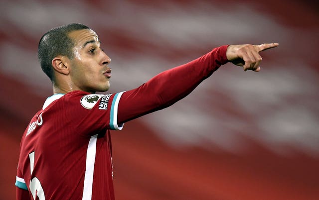 Liverpool midfielder Thiago Alcantara points