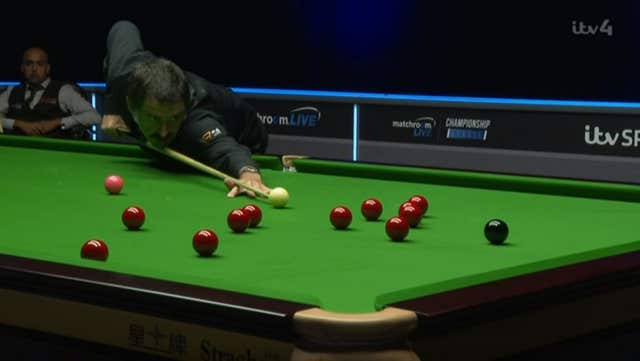 Ronnie O’Sullivan in action during the Championship League