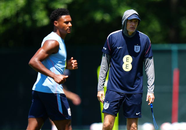 Ollie Watkins trains under the watchful eye of Thomas Tuchel