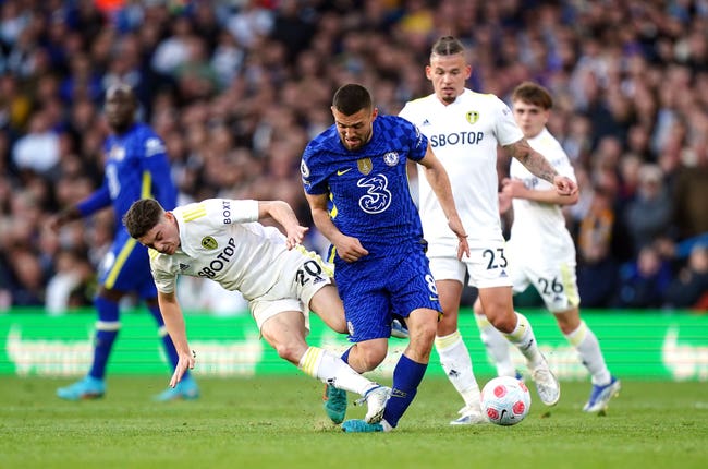 Daniel James was sent off for a foul on Mateo Kovacic