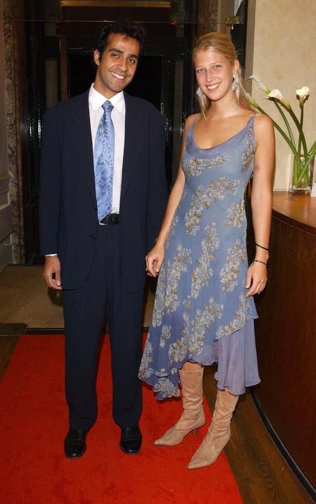 Aatish Taseer with Lady Gabriella at a Vanity Fair party