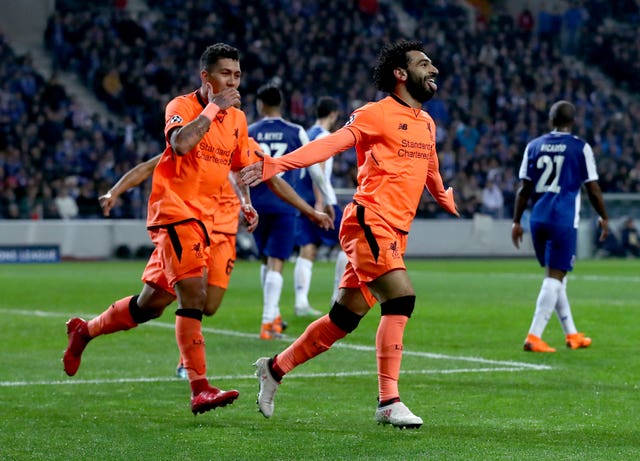 Mohamed Salah celebrates his goal