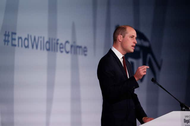 The Duke of Cambridge has been outspoken on the issue of wildlife crime such as ivory poaching (Alastair Grant/PA)