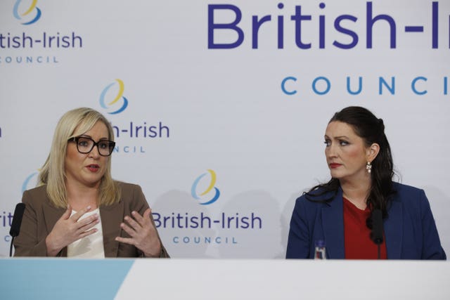 Northern Ireland First Minister Michelle O’Neill and deputy First Minister Emma Little-Pengelly during the British-Irish Council summit in Co Down