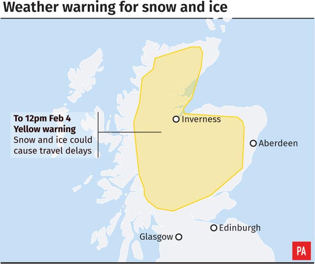 Weather warning for snow and ice