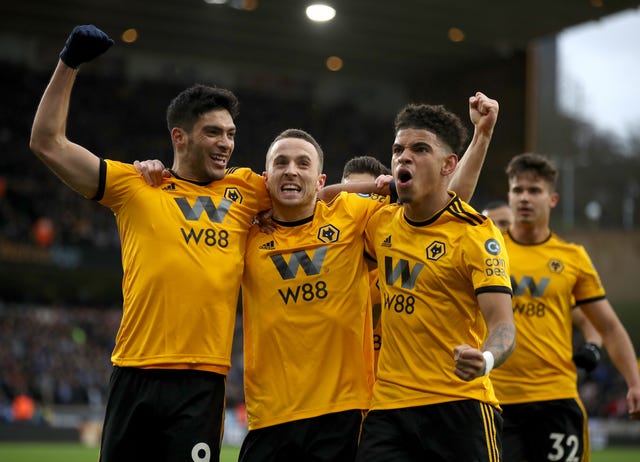 Raul Jimenez, left, has struck up a fine partnership with Diogo Jota, centre