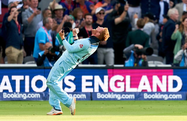 Jonny Bairstow celebrates winning the World Cup final 